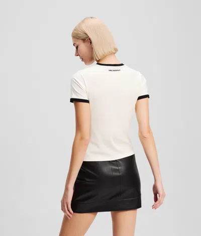 Karl Lagerfeld Ikon Contrast Piping T-shirt In White