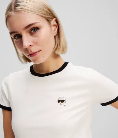 Karl Lagerfeld Ikon Contrast Piping T-shirt In White