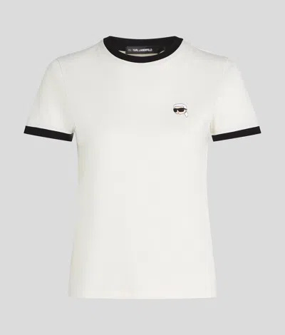 Karl Lagerfeld Ikon Contrast Piping T-shirt In White