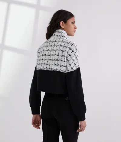 Karl Lagerfeld Bouclé Sweat Jacket In Black