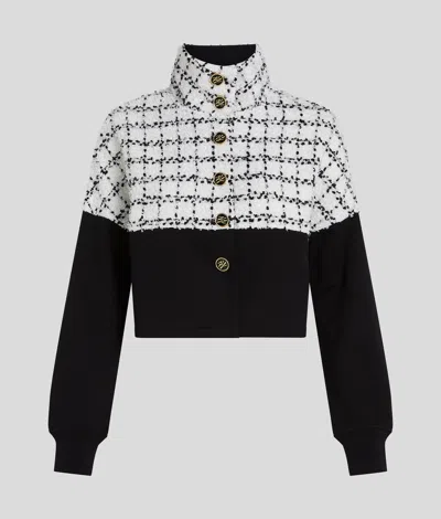 Karl Lagerfeld Bouclé Sweat Jacket In Black