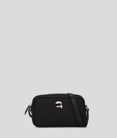 Karl Lagerfeld Ikon Pin Leather Camera Bag In Black