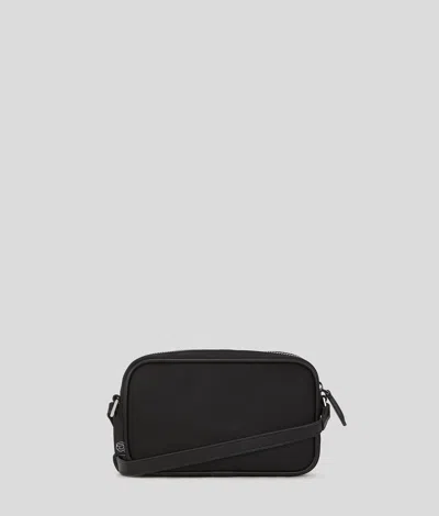 Karl Lagerfeld Ikon Pin Leather Camera Bag In Black