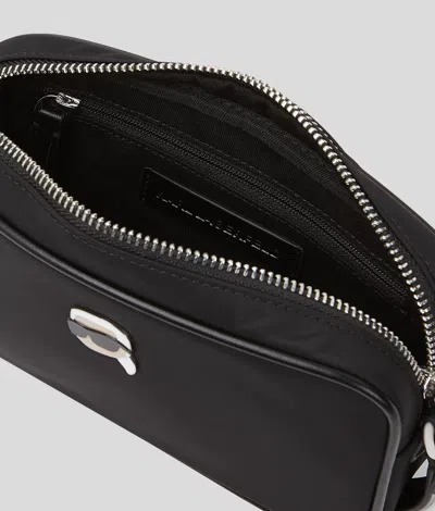 Karl Lagerfeld Ikon Pin Leather Camera Bag In Black
