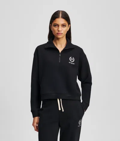 Karl Lagerfeld Hotel Karl Loungewear Half-zip Sweatshirt In Black
