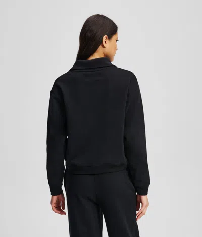 Karl Lagerfeld Hotel Karl Loungewear Half-zip Sweatshirt In Black