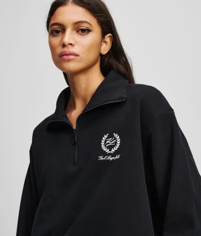 Karl Lagerfeld Hotel Karl Loungewear Half-zip Sweatshirt In Black