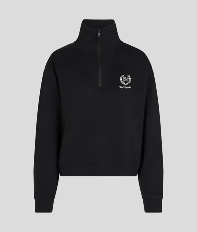 Karl Lagerfeld Hotel Karl Loungewear Half-zip Sweatshirt In Black
