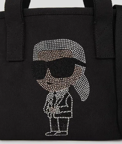 Karl Lagerfeld Ikon Rhinestones Tote Bag In Black