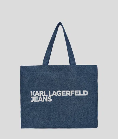 Karl Lagerfeld Logo-print Denim Tote Bag In Blue