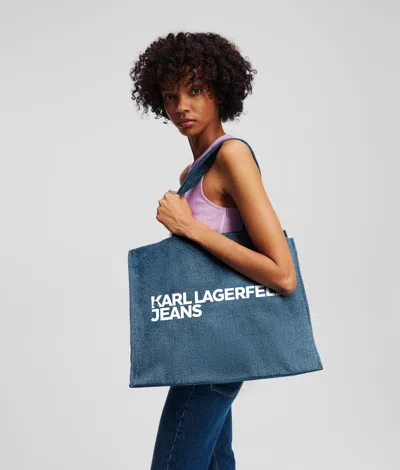 Karl Lagerfeld Logo-print Denim Tote Bag In Blue