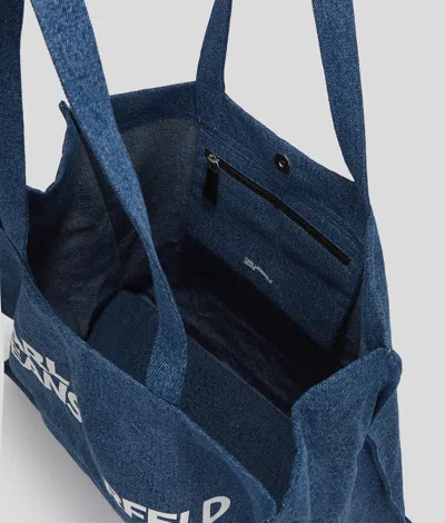 Karl Lagerfeld Logo-print Denim Tote Bag In Blue