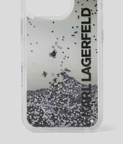 Karl Lagerfeld Logo Glitter Iphone 16 Pro Case In Black