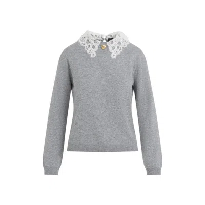 Fabiana Filippi Grey Crewneck Wool Sweater In Gray