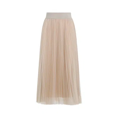 Fabiana Filippi Flowing Pleated Maxi Skirt With Elastic Waistband In Neutral