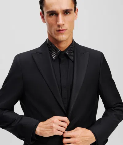 Karl Lagerfeld Stand-up Collar Jacket In Black