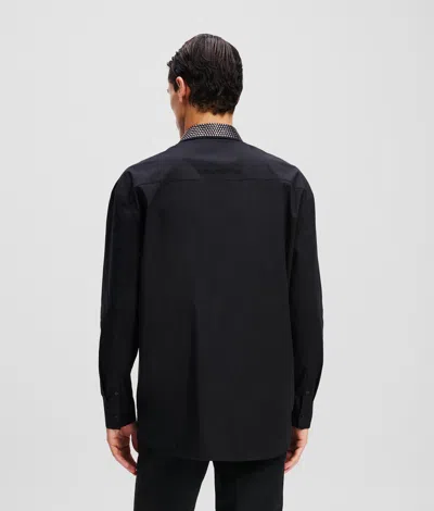 Karl Lagerfeld Studded Collar Shirt In Black
