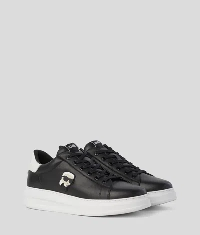 Karl Lagerfeld Leather Karl Head Patch Sneaker In Black