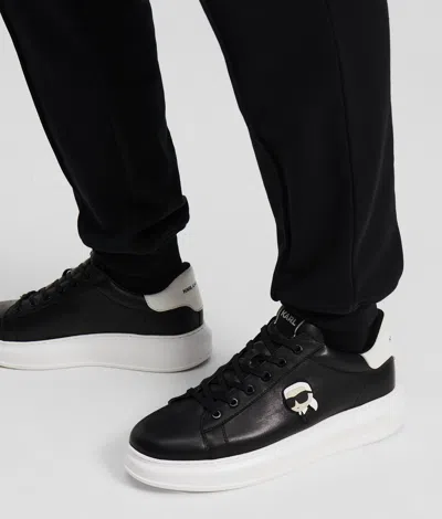 Karl Lagerfeld Leather Karl Head Patch Sneaker In Black