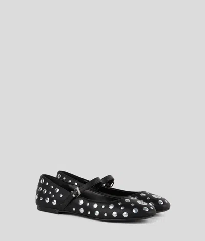 Karl Lagerfeld Karo Mirror Studs Ballet Flats
