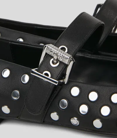 Karl Lagerfeld Karo Mirror Studs Ballet Flats In Black