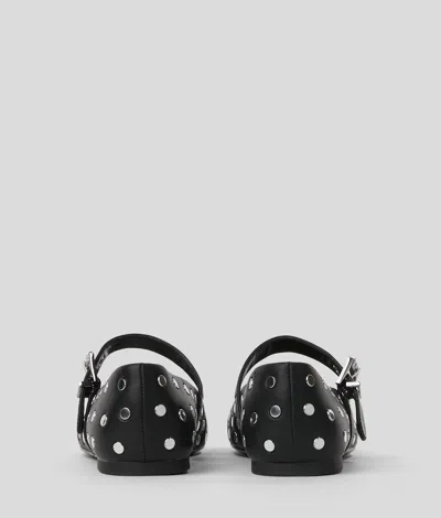 Karl Lagerfeld Karo Mirror Studs Ballet Flats In Black