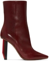 Vetements Woman Textured-leather Ankle Boots Burgundy