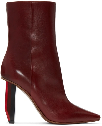 Vetements Woman Textured-leather Ankle Boots Burgundy