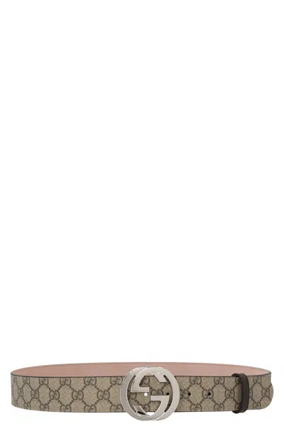 Gucci Reversible Belt Featuring Monogram Pattern In Brown