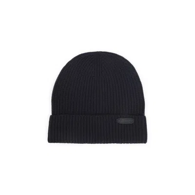 Brioni Ribbed Knit Beanie In Midnight Blue Wool