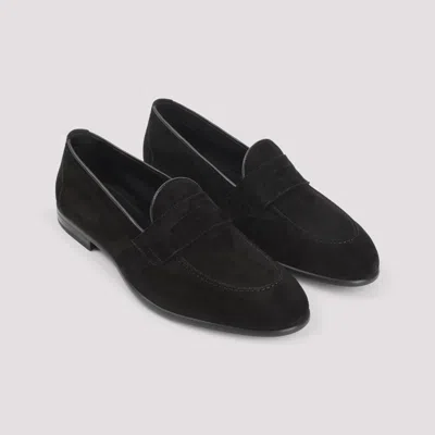 Brioni Almond Toe Suede Leather Penny Loafers