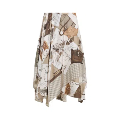 Ralph Lauren Glenn Knee Silk Midi Skirt Layered Design