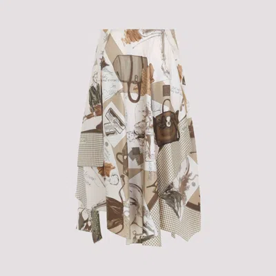Ralph Lauren Glenn Knee Silk Midi Skirt Layered Design