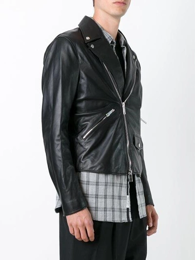 Shop Palm Angels Leaf Biker Jacket - Black