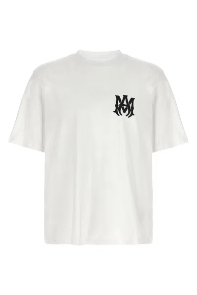 Amiri Men White Crewneck T-shirt With Logo Print On The Front And Logo Lettering On The Rear In Cott