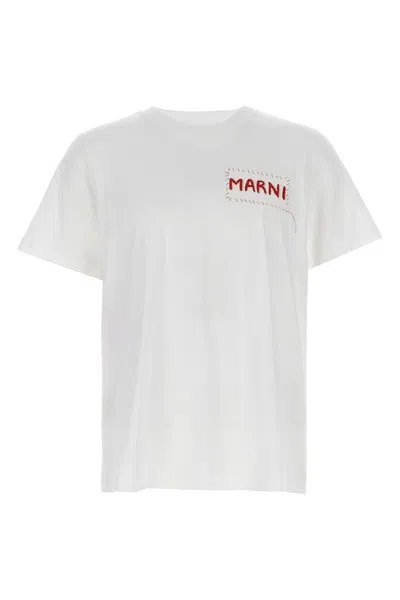 Marni Men's Logo Patch T-shirt In White