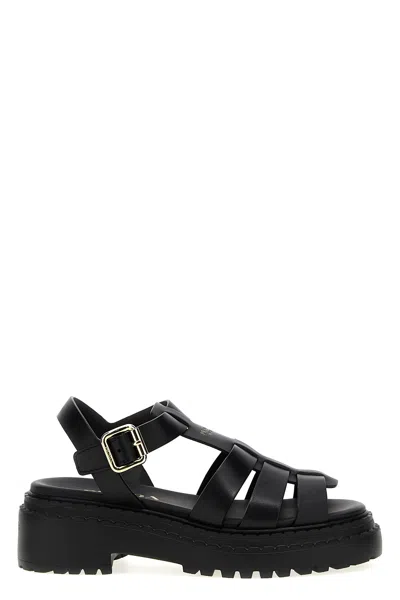 Prada Leather Cage Sandals