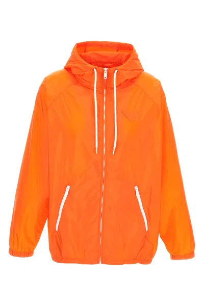 Prada Orange Raincoat In Lightweight Re-nylon