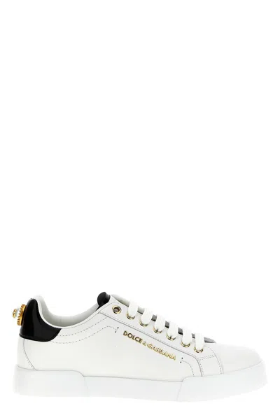 Dolce & Gabbana Dolce&gabbana White And Gold Low Sneakers