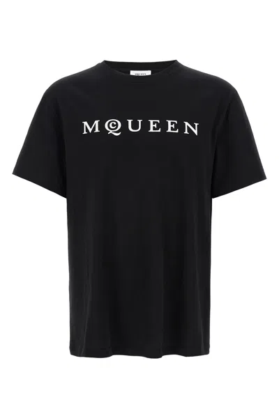 Alexander Mcqueen Logo Lettering Crewneck T-shirt In Black