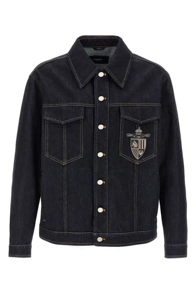 Fendi Crest Jacket With Chest Pockets And Contrast Stitching