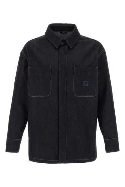 Fendi Denim Shirt Jacket In Blue