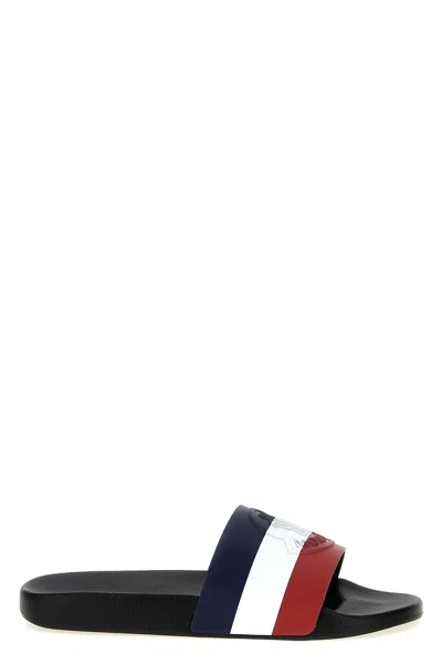 Moncler Basile Black Rubber Sliders In White