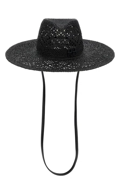 Ruslan Baginskiy Woven Raffia Fedora Hat In Black