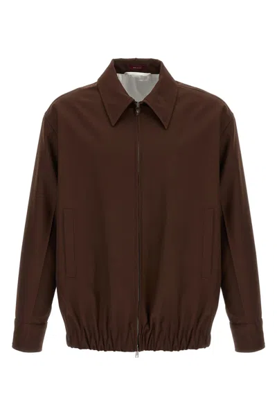 Gucci Twill Jacket Puffer Jackets Brown In Brown