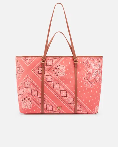 Pinko Maxi Double Handle Shopper Bag With Bandana Print