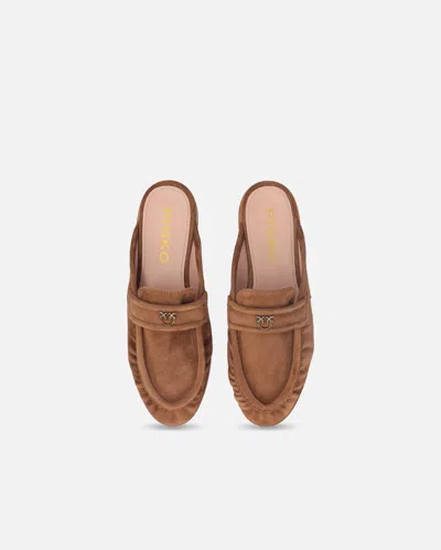 Pinko Mocassins Mules Plats En Daim