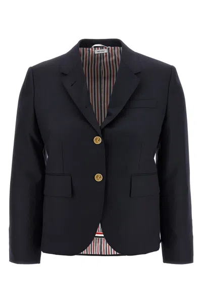 Thom Browne Wool Blazer With Golden Effect 2-buttons In Black