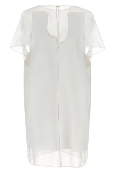 Khaite Winona Paneled Crepe And Chiffon Mini Dress In White