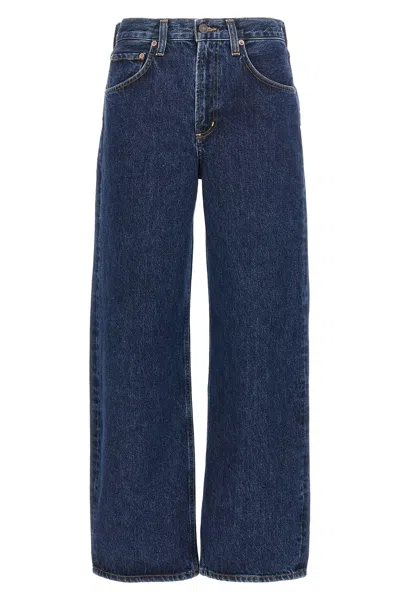 Agolde Low Curve Cropped Mid-rise Barrel-leg Jeans In Blue